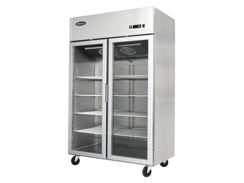 Atosa Slimline Glass Door Upright Display Fridge - Double Door