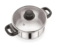 Stainless Steel Casserole Pot with Glass Lid 24cm/5L - Pack of 6