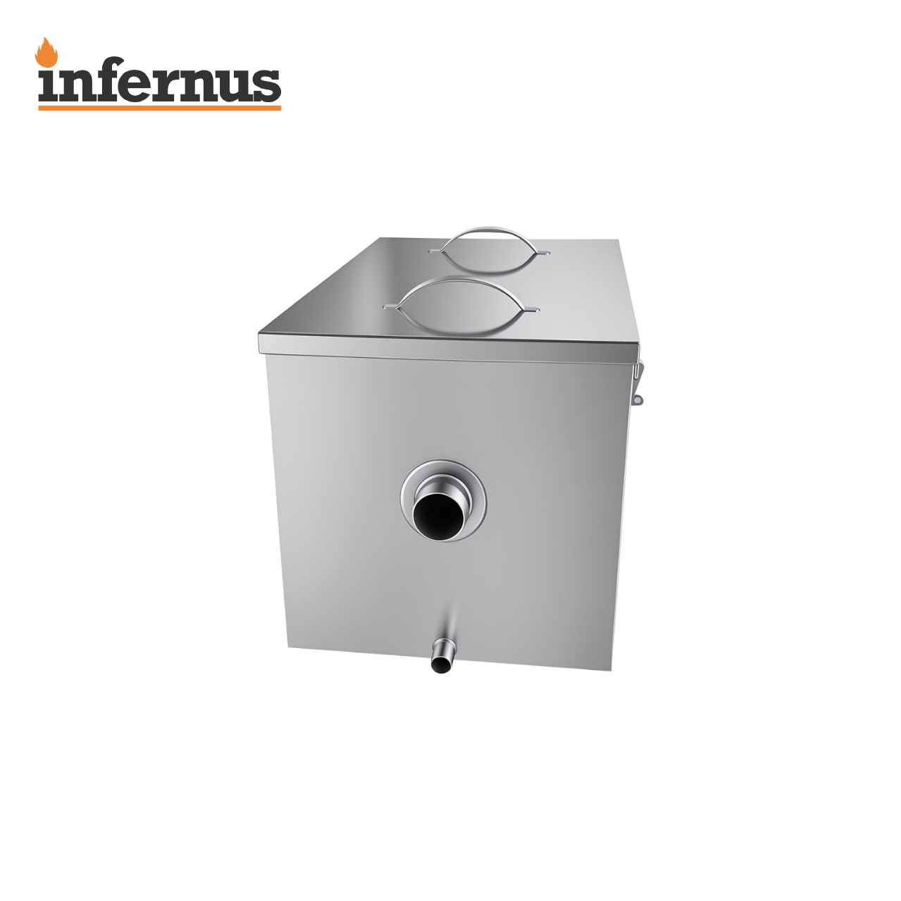 Rear view of Infernus 80L commercial stainless steel grease trap