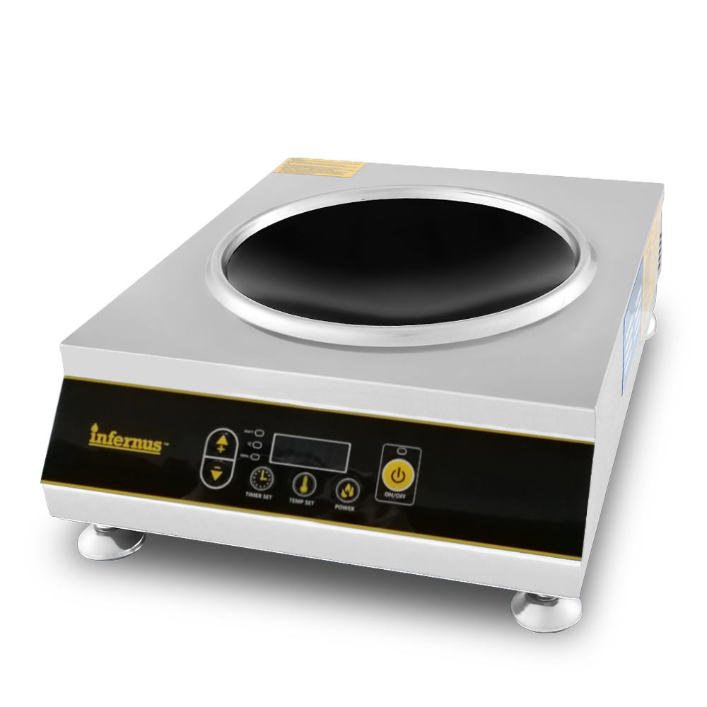 Front angled view of the Infernus INF-IC35B commercial induction wok cooker