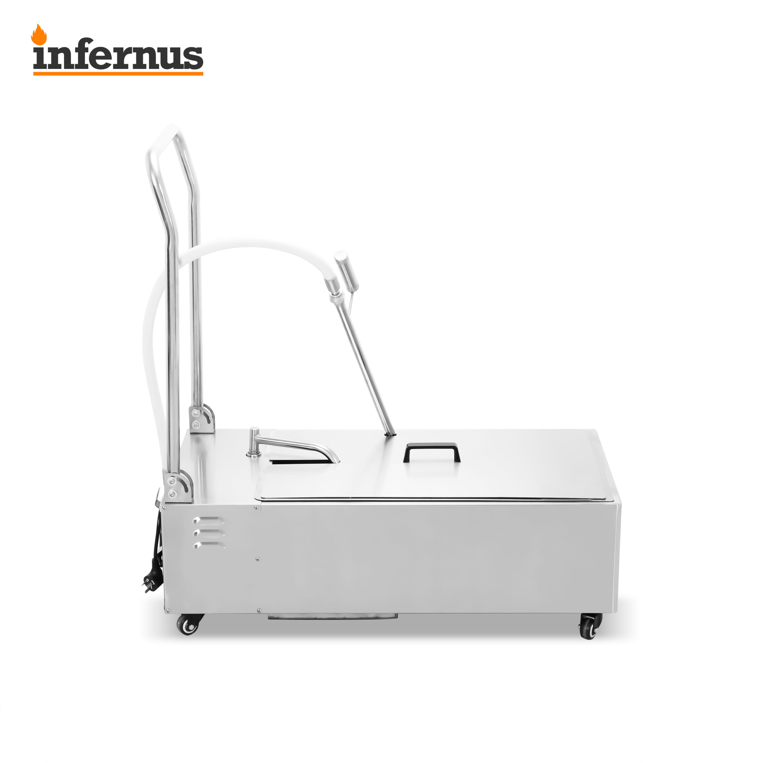 Alternative angled view of the Infernus INF-OF48 commercial oil filtration cart