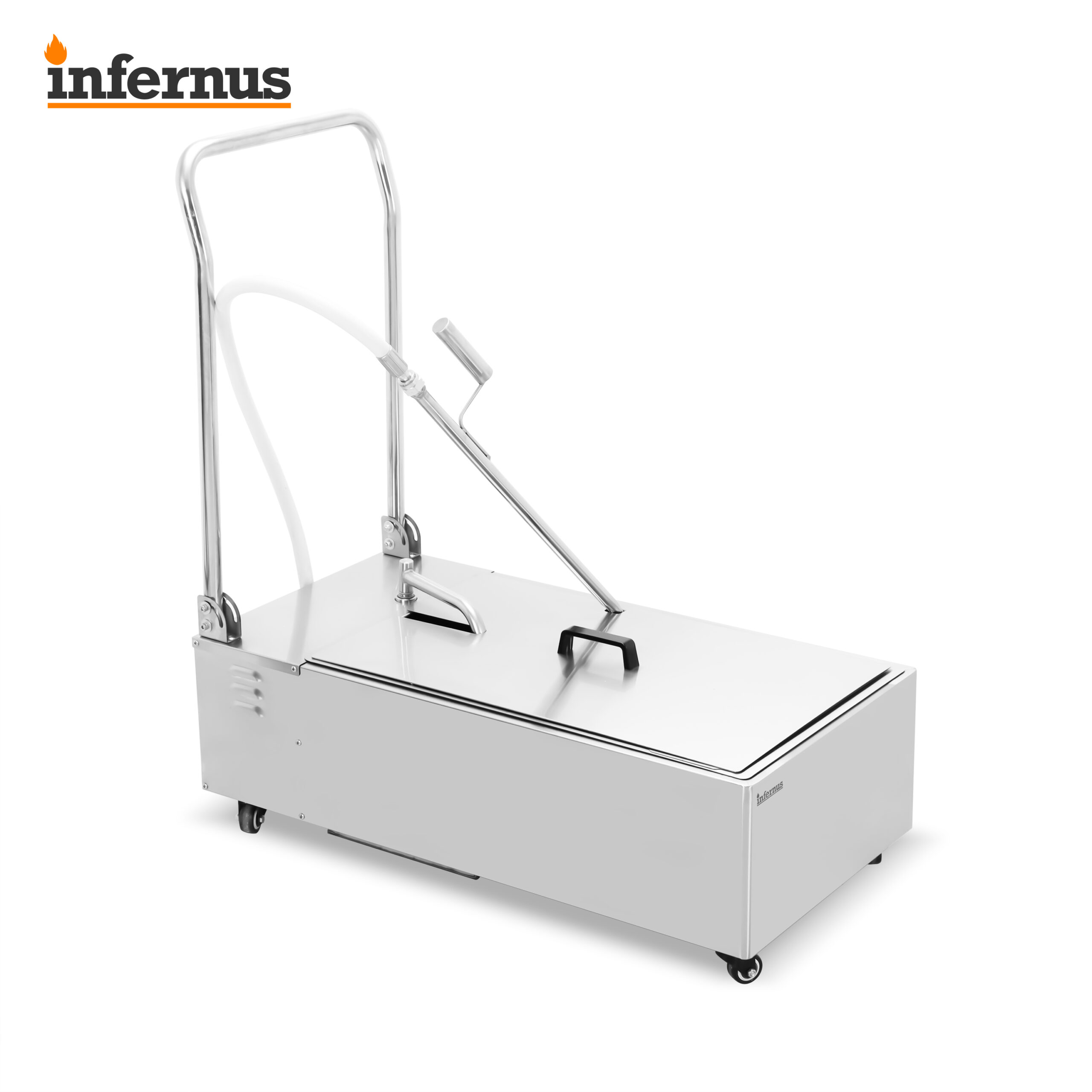 Alternative angled view of the Infernus INF-OF48 commercial oil filtration cart