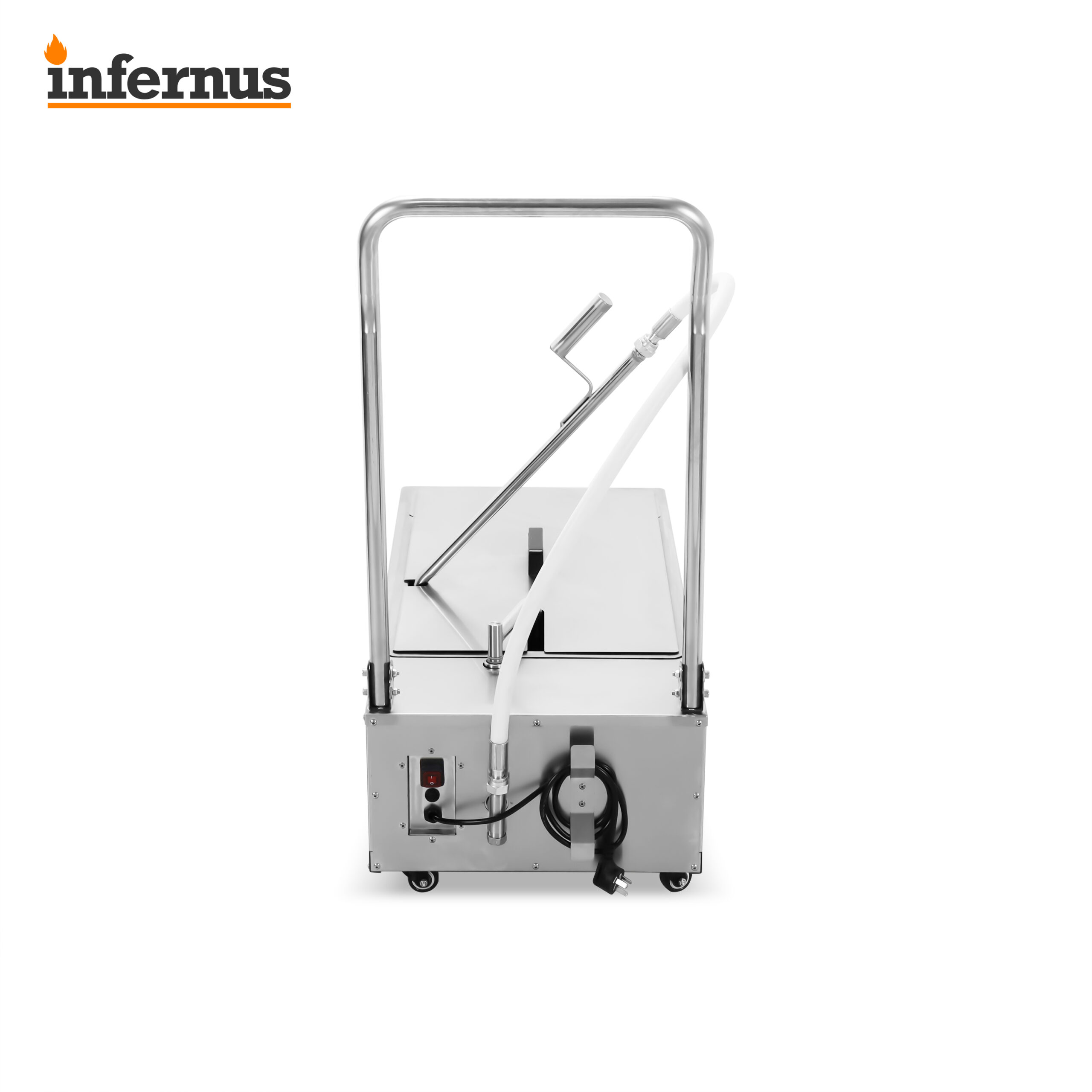 Rear view of the Infernus INF-OF48 commercial oil filter machine