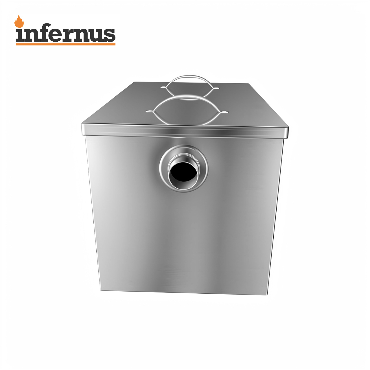 Infernus 80L commercial stainless steel grease trap with inlet and drain connection